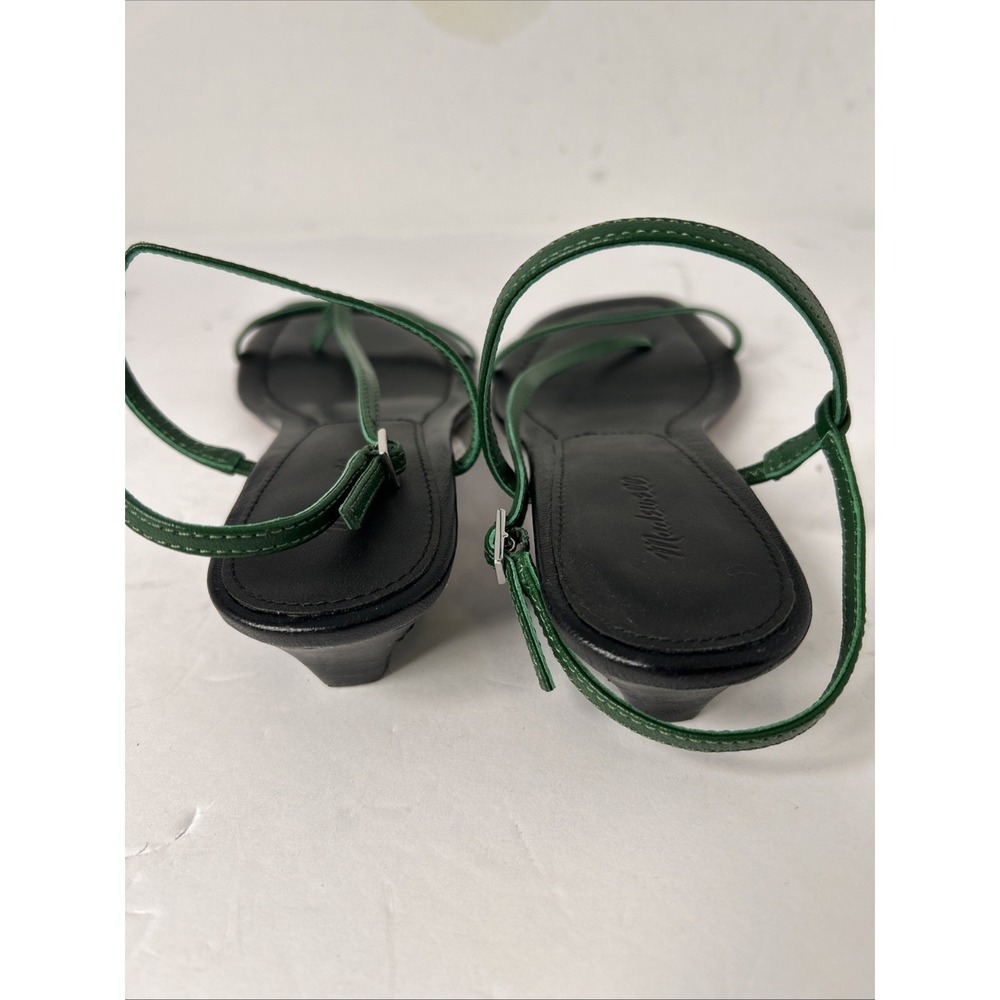 Madewell Maycie Isometric T Strap  SANDALS  Leather Green Sz 8 Strappy - Picture 5 of 9